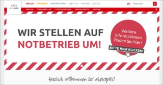 Aktivoptik - Filialen geschlossen aufgrund Corona-Krise - Hinweis website