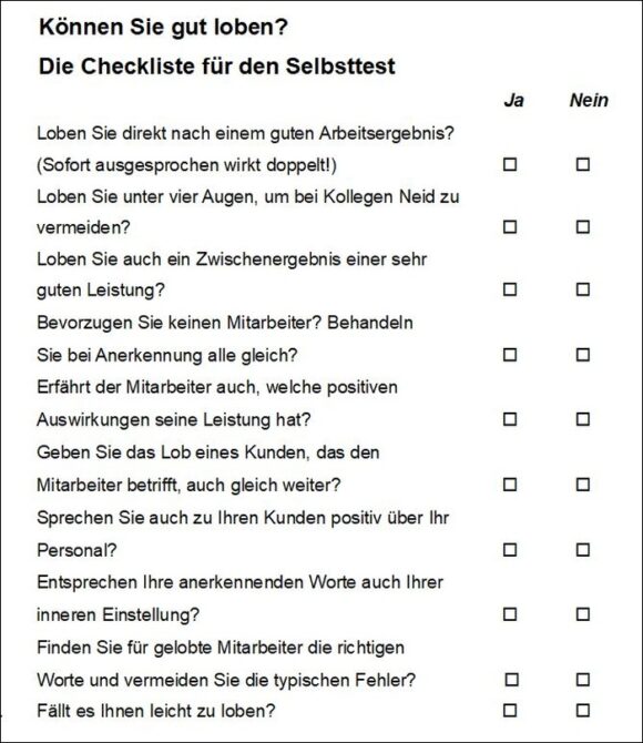 Mitarbeiter loben - Checkliste - Rolf Leicher