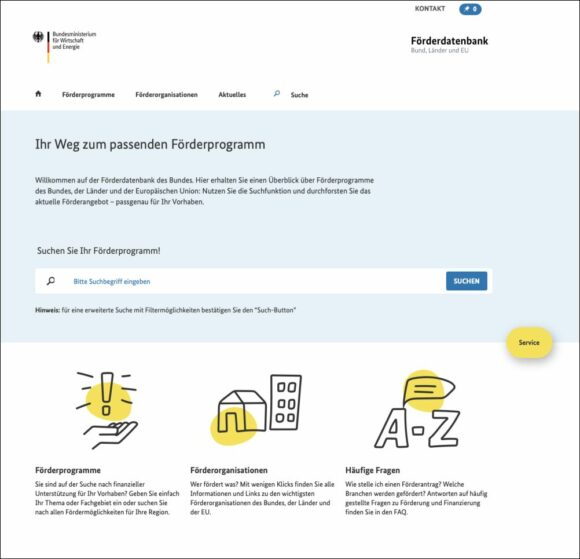 KMU Foerderdatenbank Screenshot