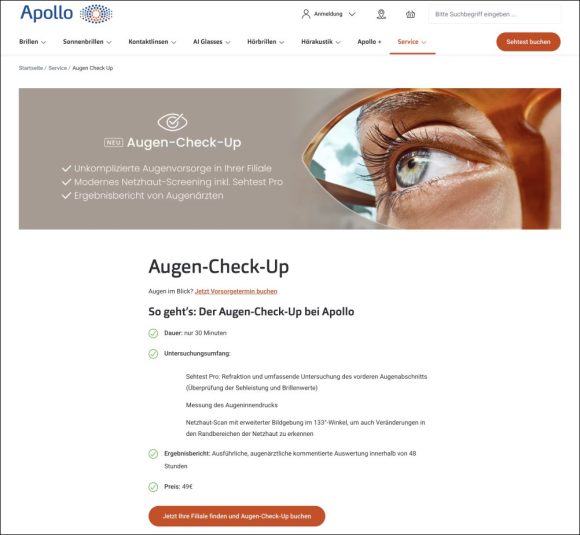 Apollo Augen-Check-up Screenshot